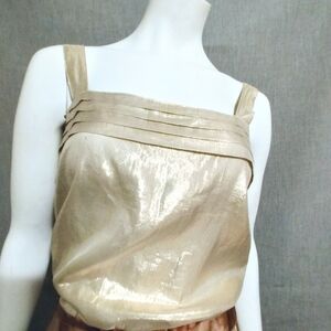 Shimmering Gold Silk Sleeveless Top